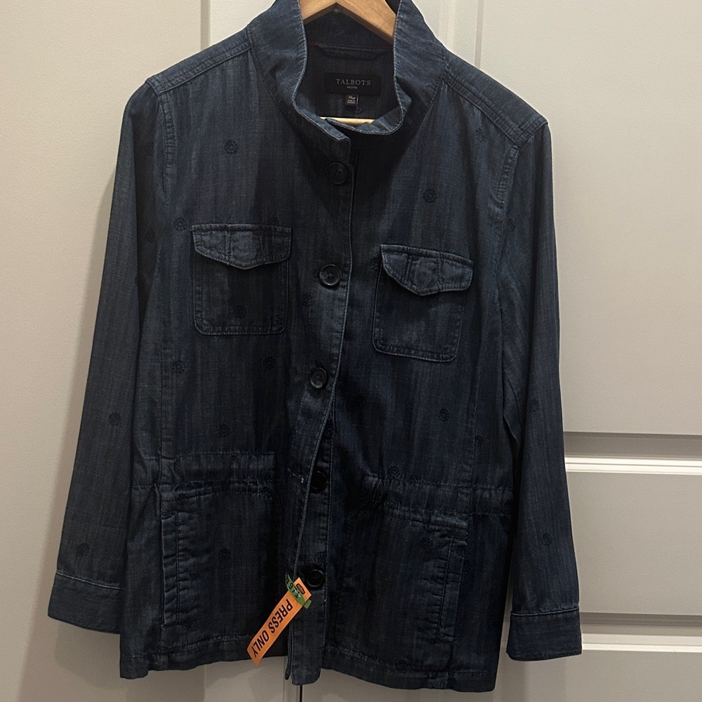 Talbots Navy Denim Jacket with Button Front
